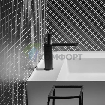 Смеситель для раковины ANTONIO LUPI INDIGO: черный матовый с хромированной ручкой (ND301FNO+MNLU) - фото 1