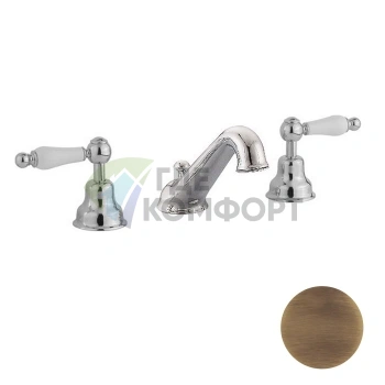 Смеситель для раковины CISAL Arcana Toscana на 3 отверстия с донным клапаном, бронза (TS00102027) - фото 1