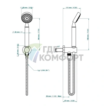 Душевой набор THG Les Ondes с ручным душем в цвете Soft matt gold (G8A-F31-54) - фото 2