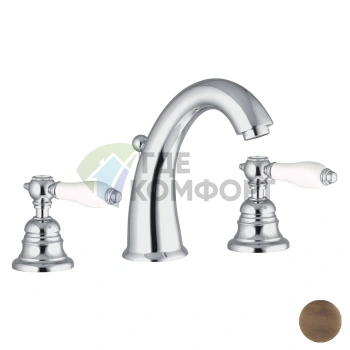 Смеситель для раковины FIMA Carlo Frattini Herend на 3 отверстия с донным клапаном, бронза (F5421BR) - фото 1