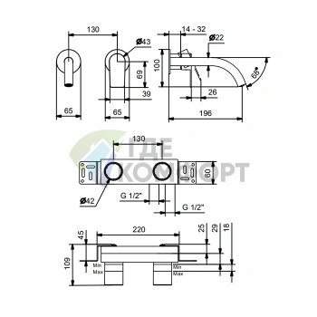 Настенный смеситель для раковины Fantini MYO чёрный матовый (61 13 V611B) - фото 2