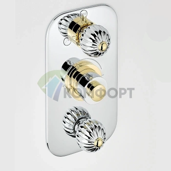 Термостатический встраиваемый смеситель для душа THG MANDARINE METAL с переключателем, хром/золото (U1A-G02-5540BE) - фото 1