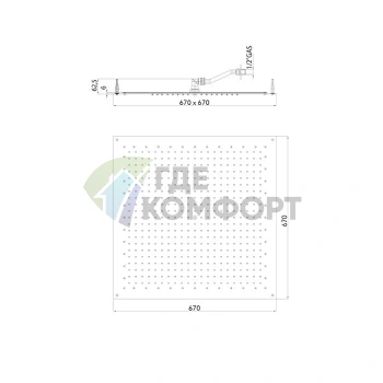 Верхний душ BOSSINI PARIS-CUBE FLAT 670x670 мм, хром (I01606.030) - фото 2