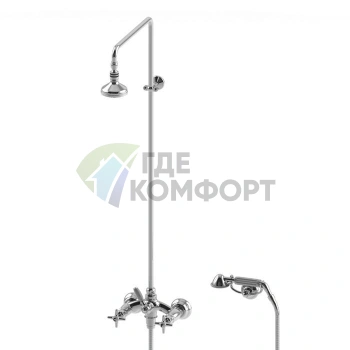 Душевой комплект Stella Italica: смеситель, штанга с ручным и верхним душем 90 мм, хром (IT 02510 CR00) - фото 1