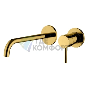 Смеситель для раковины FIMA Carlo Frattini SPILLO UP настенный, излив 200 мм, золото (F3051NLX9OR) - фото 1