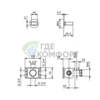 Запорный вентиль FANTINI VENEZIA без ручки, цвет Matt Gun Metal PVD (29 P5 N291SB) - фото 2