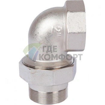 Разъемное угловое соединение американка ВН 2, уплотнение под гайкой o-ring кольцо, никелированное Stout - фото 1