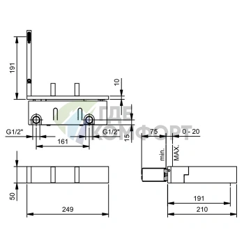 Смеситель для раковины Fantini AK/25: настенный с поворотным изливом в стильном цвете Matt Gun Metal (48 P5 T113B) - фото 2