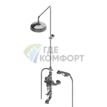 Душевой комплект Stella Italica с термостатическим смесителем: излив для ванны, верхний и ручной душ 220 мм, хром (IT 06150 CR00) - фото 1