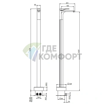Напольный смеситель для раковины FIMA Carlo Frattini Quad в хроме (F3721/PCR.WS) - фото 2