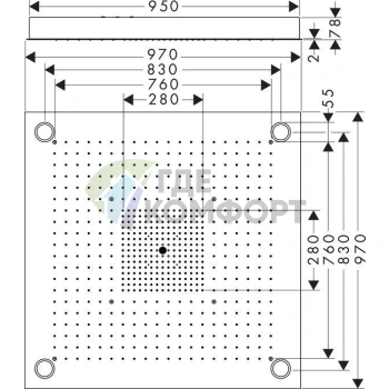 Верхний душ AX ShowerHeaven 970x970 мм с LED-подсветкой, потолочный монтаж (нержавеющая сталь) (10623800) - фото 2