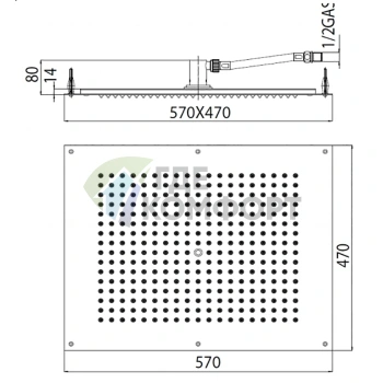 Верхний душ BOSSINI DREAM-RECTANGULAR 570x470 мм, сатинированная нержавеющая сталь (H38391.075) - фото 2