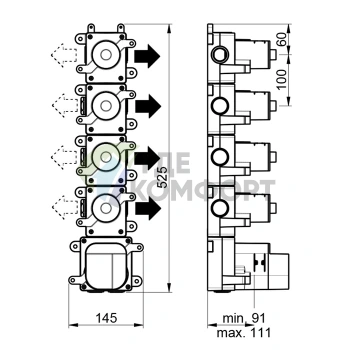 Встраиваемый термостат Almar на 4 потребителя с 4 вентилями (E176004) - фото 2