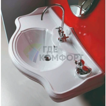 Раковина AZZURRA JUBILAEUM со спинкой 112x62см с 3 отв под смесительитель цвет белый - фото 1