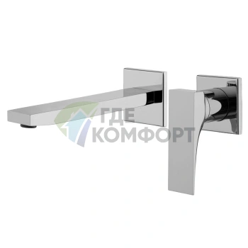 Смеситель для раковины FIMA Carlo Frattini ZETA: настенный однорычажный, излив 200 мм, цвет браш черный хром (F3971NX8CS) - фото 1