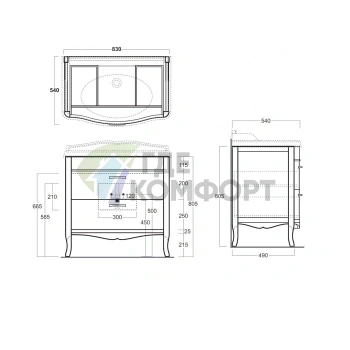Раковина SIMAS Arcade 90x56 см белая с отверстием под смеситель - фото 2