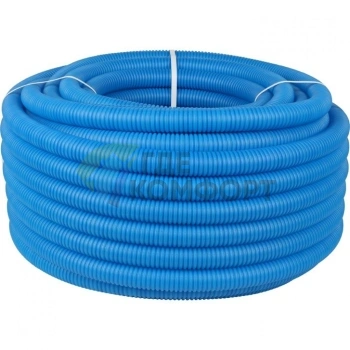 Труба гофрированная из полиэтилена 32 для труб диаметром 27, синяя бухта 50 м Stout - фото 1