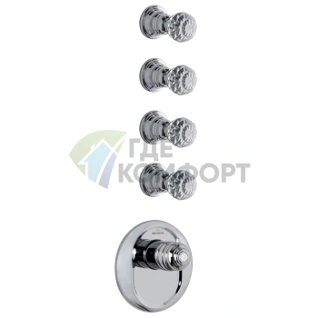 Смеситель для душа термостатический FIMA Carlo Frattini Fimatherm Elizabeth Chic встроенный, 4 вентиля, хром (F5113X4CCR) - фото 1