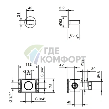 Запорный вентиль FANTINI VENEZIA без ручки в цвете Matt Copper PVD (29 P9 N291SB) - фото 2