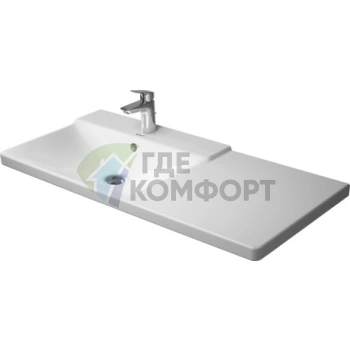 Раковина Duravit P3 Comforts для мебели ассиметричный с перел с 3 отв под смеситель вкл заглушку для перелива хром - фото 3