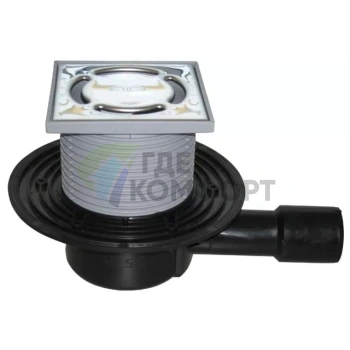 Трап HL510NPr с решеткой 115x115 мм c сифоном Primus и горизонтальным выпуском - фото 1