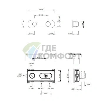 Термостатический смеситель для душа FANTINI MARE с переключателем, белый матовый (51 29 V272B) - фото 2