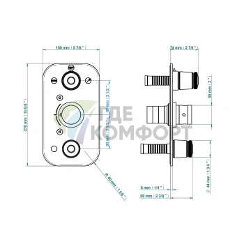Термостатический смеситель для душа THG CORVAIR с запорным вентилем и переключателем, полированное золото (U8D-F01-5540BE) - фото 2