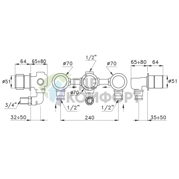 Встраиваемый смеситель для ванны и душа Stella Bamboo 3254TR с переключателем, хром (BT 01301 CR00) - фото 2