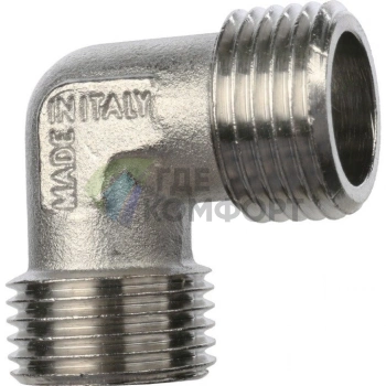 Угольник STOUT наружная резьба латунный НР 1/2 никелированный - фото 2