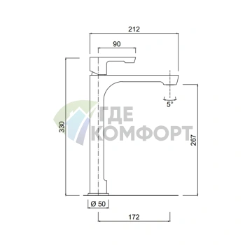 Смеситель для раковины SIMAS OSLO высокий однорычажный с гибкой подводкой, хром (OSMMLP cr) - фото 2