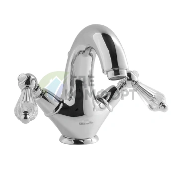 Смеситель для раковины FIMA Carlo Frattini Herend Chic с ручками SWAROVSKI и донным клапаном, хром (F5431CCR) - фото 1