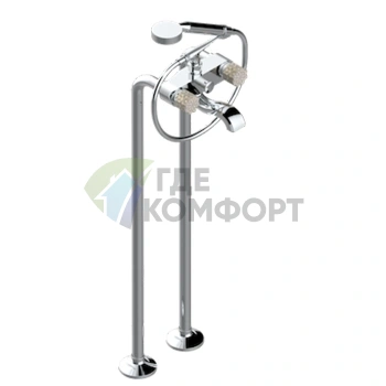 Напольный смеситель для ванны THG NIHAL PORCELAINE IVOIRE с ручным душем, хром (U2N-A02-13CS) - фото 1