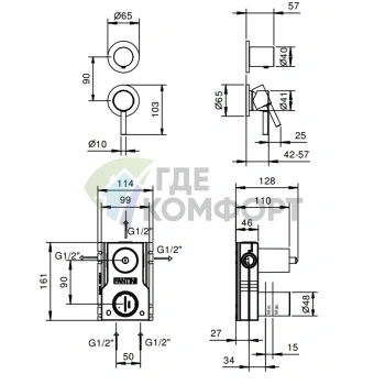 Встраиваемый смеситель для душа Fantini NOSTROMO: наружная часть, черный матовый (50 13 G489B) - фото 2