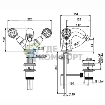 Смеситель для раковины FIMA|Carlo Frattini Elizabeth Chic с донным клапаном, золото (F5091/2COR) - фото 2