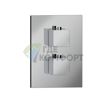 Внешняя часть термостата Almar SQUARE CORE на 2 потребителя, хром (E176822.CR) - фото 1