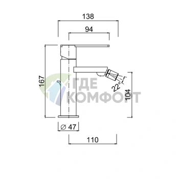 Смеситель для биде SIMAS BERLIN однорычажный с гибкой подводкой, хром (BEMMB cr) - фото 2