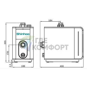 Самовсасывающая насосная установка Shinhoo Aquamaster 3-45, 10 бар, 6,2 м³/ч, 600 Вт, 72111001 - фото 4