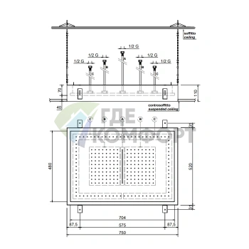 Верхний душ Meteo с каскадом и подсветкой, встраиваемый в потолок (METEO3C.BAL) - фото 2