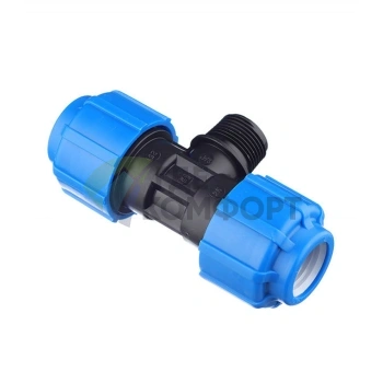 Тройник с наружной резьбой 25x3/4x25 ПНД Политэк - фото 2