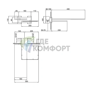 Двойной верхний душ Fantini Venezia настенный, латунь Matt Copper PVD (86 P9 8035B) - фото 2