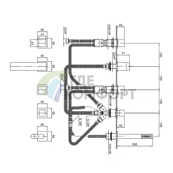 Смеситель FANTINI MINT для борта ванны с ручным душем, матовый черный, на 5 отверстий (34 13 F165) - фото 2