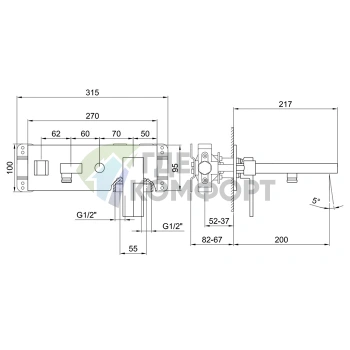 Смеситель для ванны Fantini AR/38 встраиваемый, на 2 источника, хром (38 02 3321SB) - фото 2