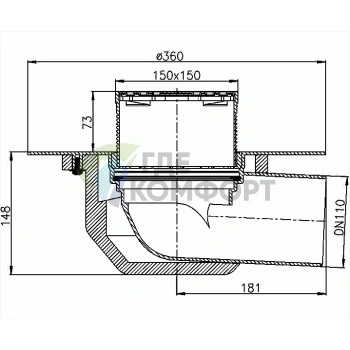 Кровельная воронка Hl64BF с трапом и теплоизоляцией - фото 3