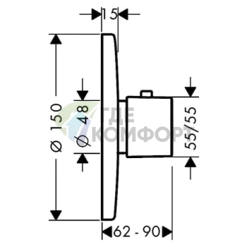 Термостат для душа Hansgrohe Metris Ecostat E Highflow 31571000 - фото 2