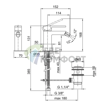 Смеситель для биде Fantini AR/38 с донным клапаном, хром (38 02 3308SF) - фото 2