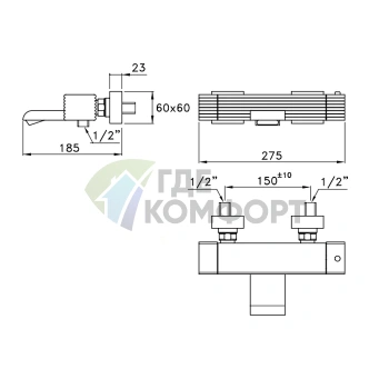 Термостатический смеситель для ванны Stella Casanova 3267TM в хроме (CS 02100 CR00) - фото 2