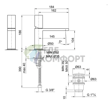 Смеситель для раковины Fantini Milano с нажимным донным клапаном в элегантном цвете Matt Gun Metal (31 P5 3003F) - фото 2