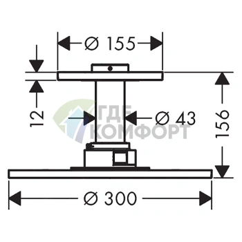 Верхний душ AX ShowerSolution 300 мм с держателем, 2 форсунки, шлифованное золото (35304250) - фото 2