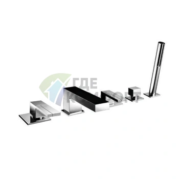 Смеситель для ванны Fantini AR/38 на борт хром: 5 отверстий, излив 160 мм, без ручек (38 02 5365S) - фото 1