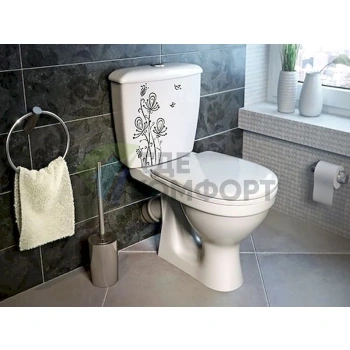 Унитаз-компакт «Суперкомпакт» с декором цветы от Оскольской керамики - фото 2